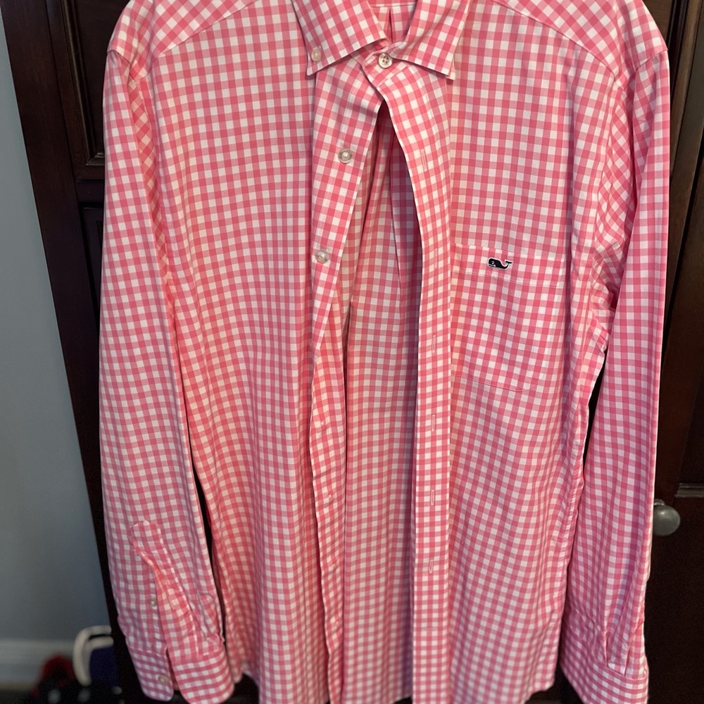 Vineyard Vines Men's Pink Checkered Shirt
